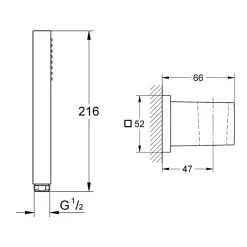 Grohe Douchette 1 jet Vitalio Joy Cube Stick chromé avec flexible 150 et support carré* Pommeau De Douche, Flexible Et Barre De Douche
