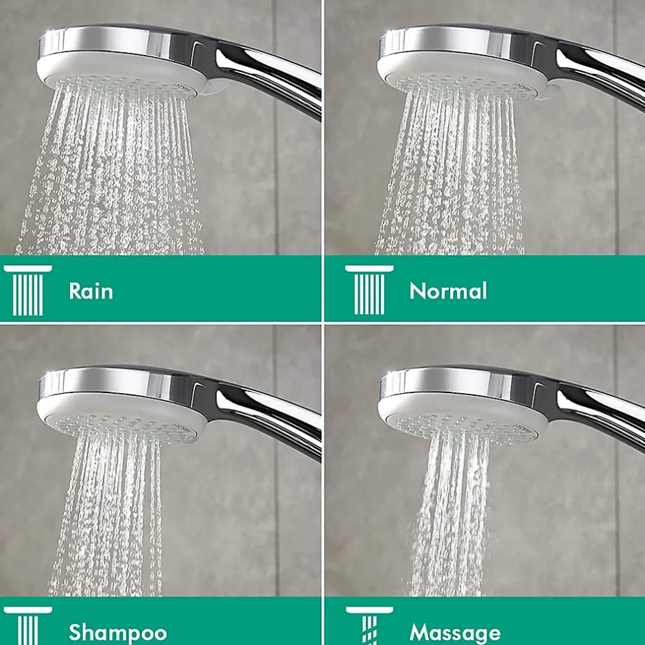 Hansgrohe Douchette 4 jets chromé Croma 100* Pommeau De Douche, Flexible Et Barre De Douche