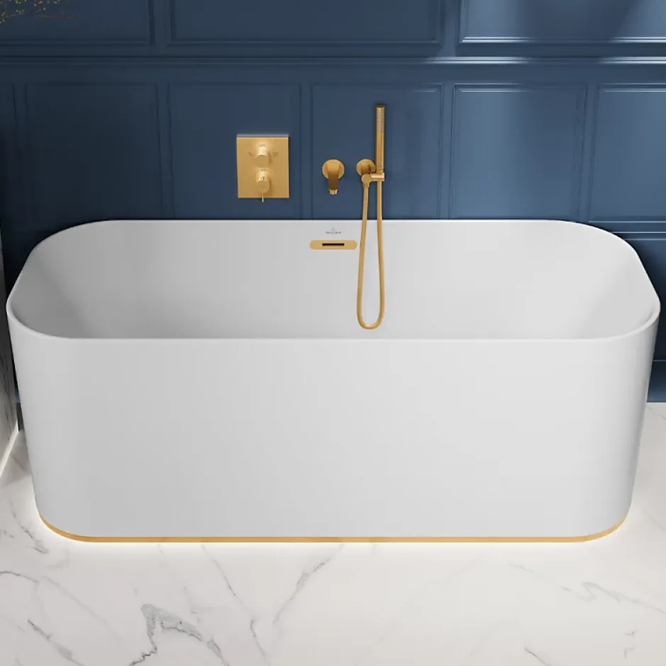 Villeroy & Boch Douchette à main VILLEROY ET BOCH Verve Showers Stick Or brossé* Pommeau De Douche, Flexible Et Barre De Douche