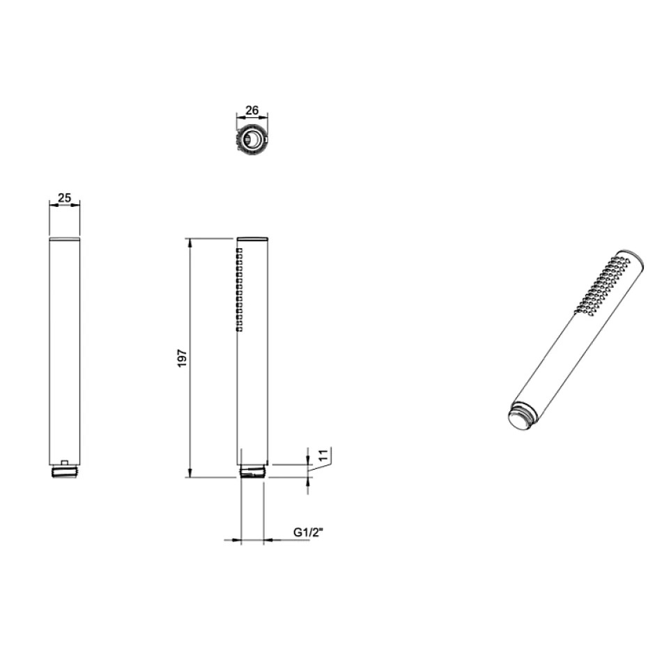 Villeroy & Boch Douchette à main VILLEROY ET BOCH Verve Showers Stick Or brossé* Pommeau De Douche, Flexible Et Barre De Douche