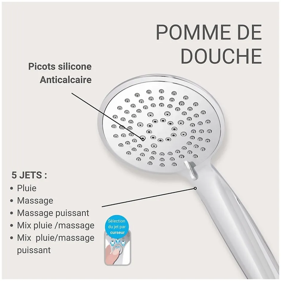 Mob-In Douchette chromée 5 jets OLYNA