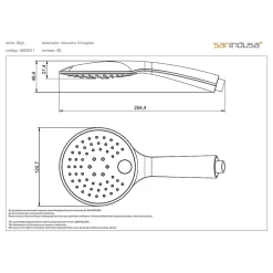 Sanindusa Douchette ronde 3 jets effet pluie effet pluie intense et effet massage sorties d'eau anti-calcaire Digit 105 chromé