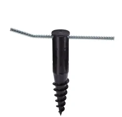 Leifheit Douille de fixation pour séchoir parapluie, avec barre à visser, en plastique avec intérieur métal, coloris noir, pour étendoir Ø 50 mm