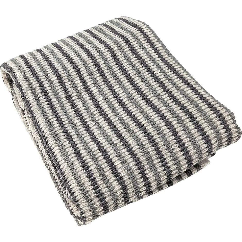 Linnea Drap de bain à rayures pur coton 100x150 cm collection BREEZE gris* Serviette De Bain