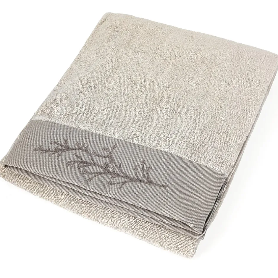 Linnea Drap de bain absorbant coton 100x150cm FEUILLE beige* Serviette De Bain