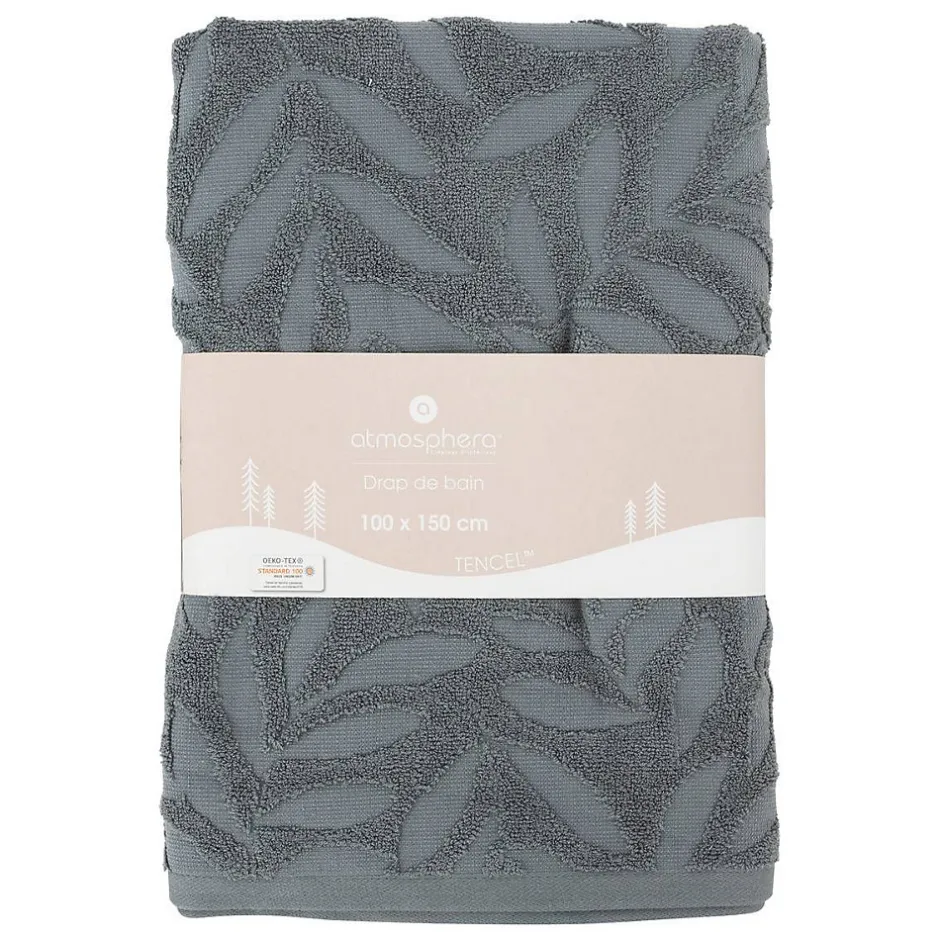 Atmosphera Créateur D'Intérieur Drap de bain "Cisel" - coton - gris foncé - 100x150 cm - Atmosphera