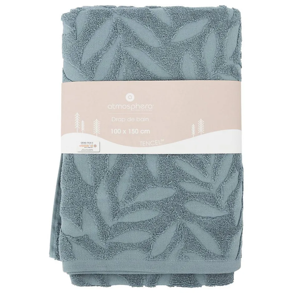 Atmosphera Créateur D'Intérieur Drap de bain Cisel - coton - bleu - 100x150 cm - Atmosphera