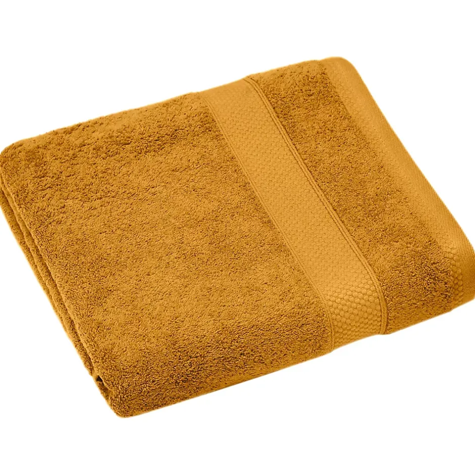 Linnea Drap de bain coton 550g/m2 95x140 cm collection NAÏA jaune Curry