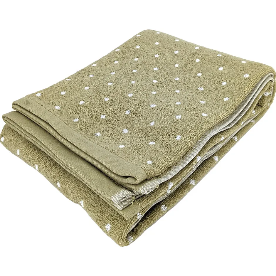 Linnea Drap de bain en coton 100x150 cm collection EFFICIENT DOTS vert olive