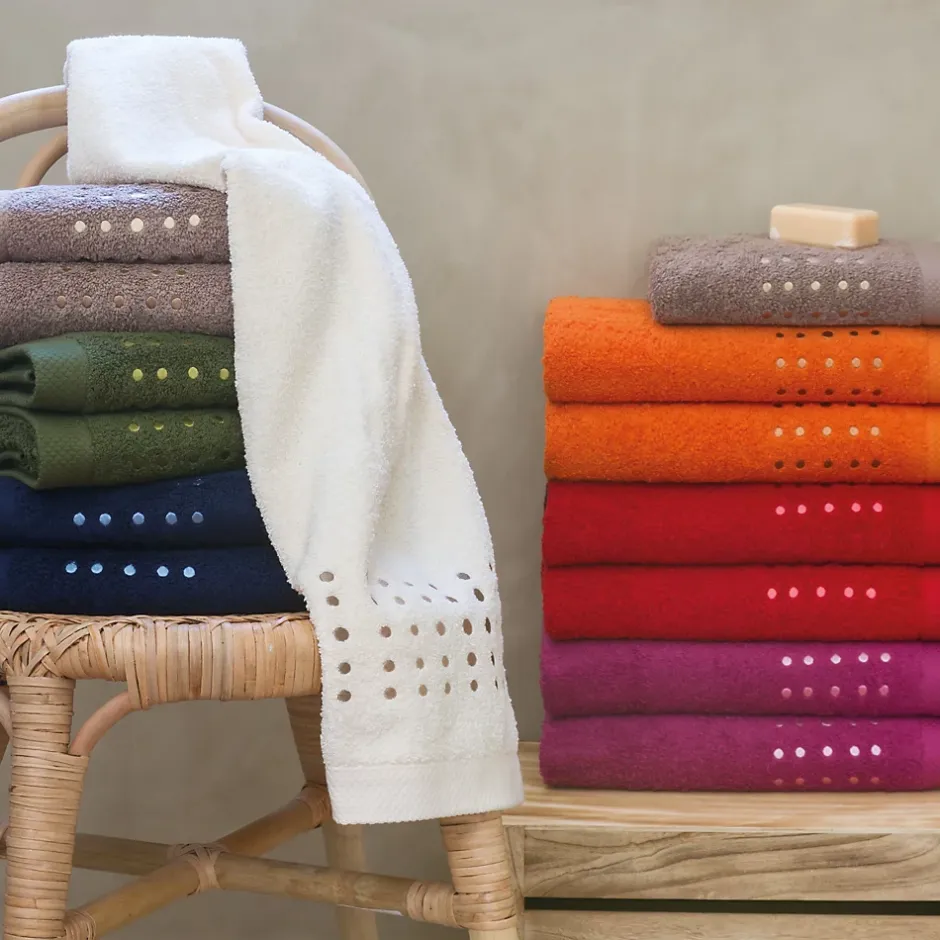 Linnea Drap de bain 100x150 cm coton 550g/m2 PURE POINTS Orange Butane* Serviette De Bain