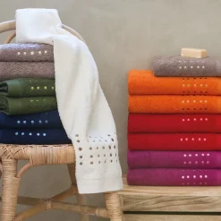 Linnea Drap de bain 100x150 cm coton 550g/m2 PURE POINTS Violet Prune
