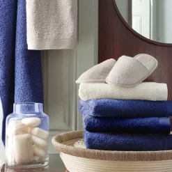 Linnea Drap de bain 100x150 cm coton peigné ALBA bleu marine