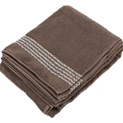 Linnea Drap de bain 100x150 cm pur coton INTENSE à bordures blanches couleur marron* Serviette De Bain