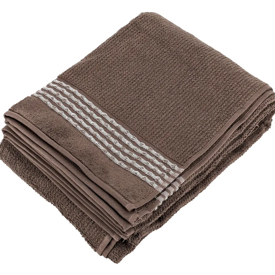 Linnea Drap de bain 100x150 cm pur coton INTENSE à bordures blanches couleur marron* Serviette De Bain