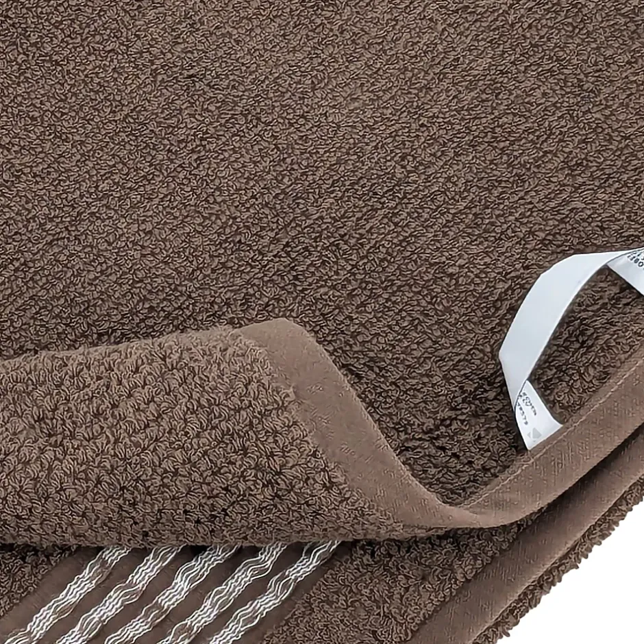 Linnea Drap de bain 100x150 cm pur coton INTENSE à bordures blanches couleur marron* Serviette De Bain