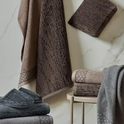 Linnea Drap de bain 100x150 cm pur coton collection OSAKA feuillage gris