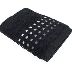 Linnea Drap de bain 100x150 cm PURE SQUARES Noir 550g/m2