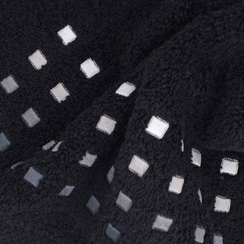 Linnea Drap de bain 100x150 cm PURE SQUARES Noir 550g/m2
