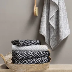 Linnea Drap de bain 100x150 cm SYMETRIE coton Gris Losanges* Serviette De Bain