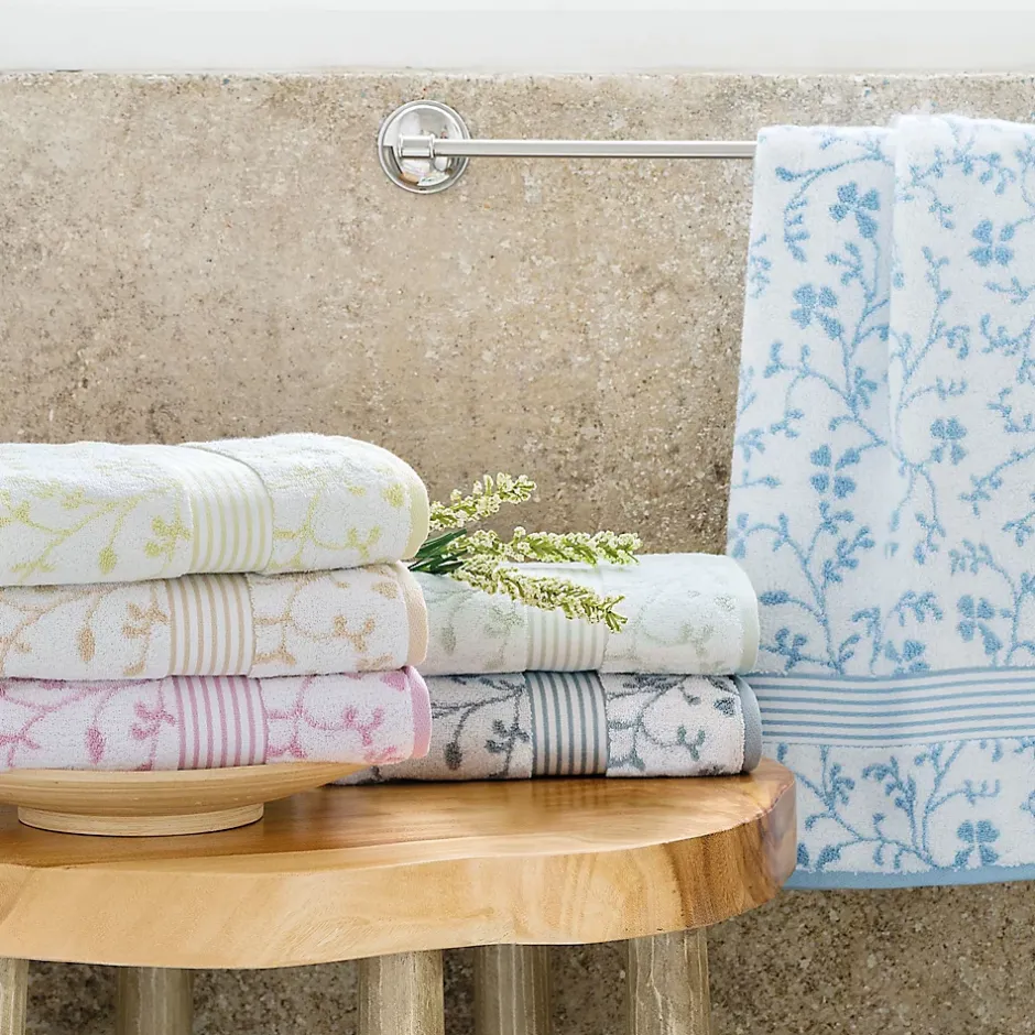 Linnea Drap de bain 100x150 cm VINTAGE FLORAL Gris 550g/m2* Serviette De Bain