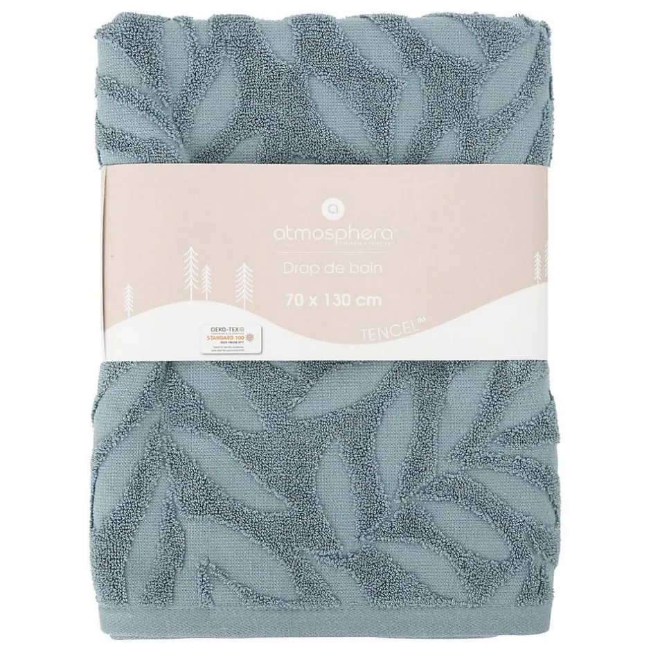 Atmosphera Créateur D'Intérieur Drap de douche Cisel - coton - bleu - 70x130 cm - Atmosphera* Serviette De Toilette