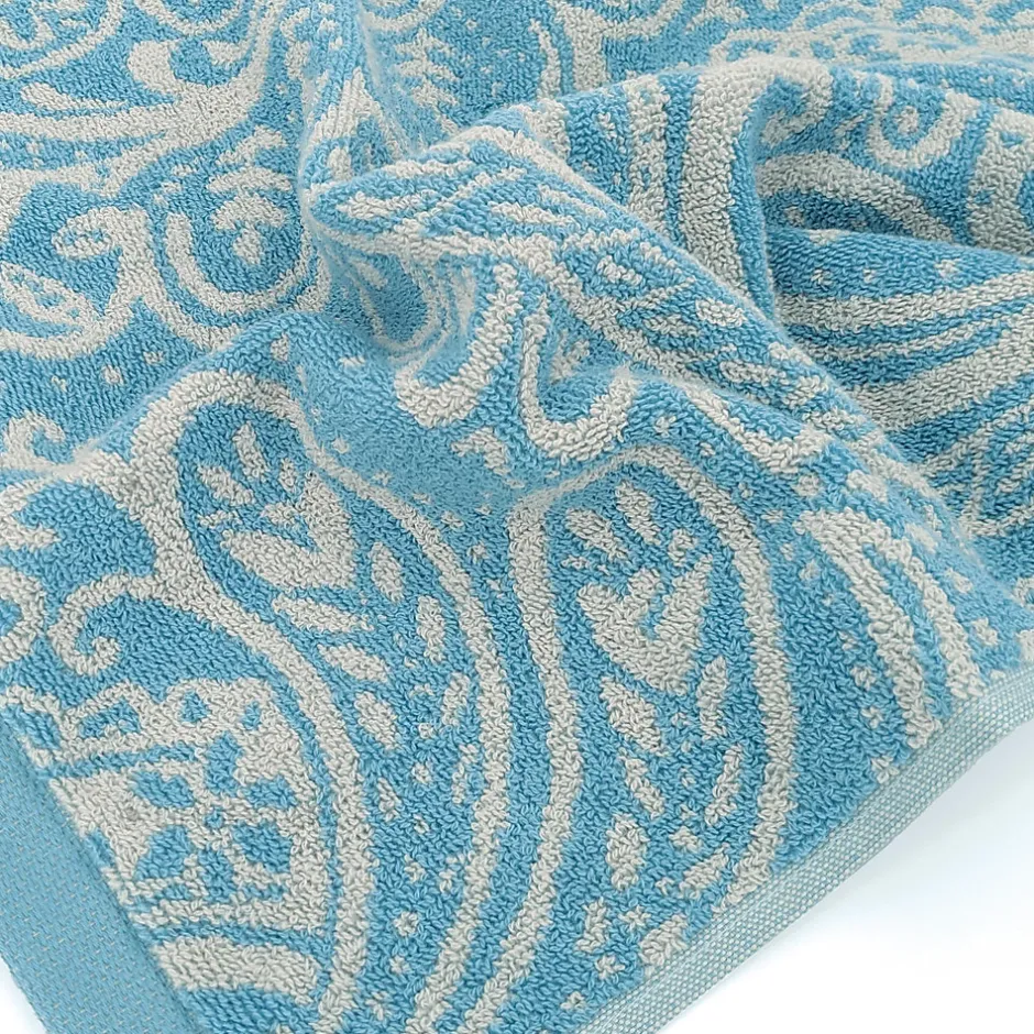 Linnea Drap de douche coton 70x140 cm motif mandala collection PLENTY bleu