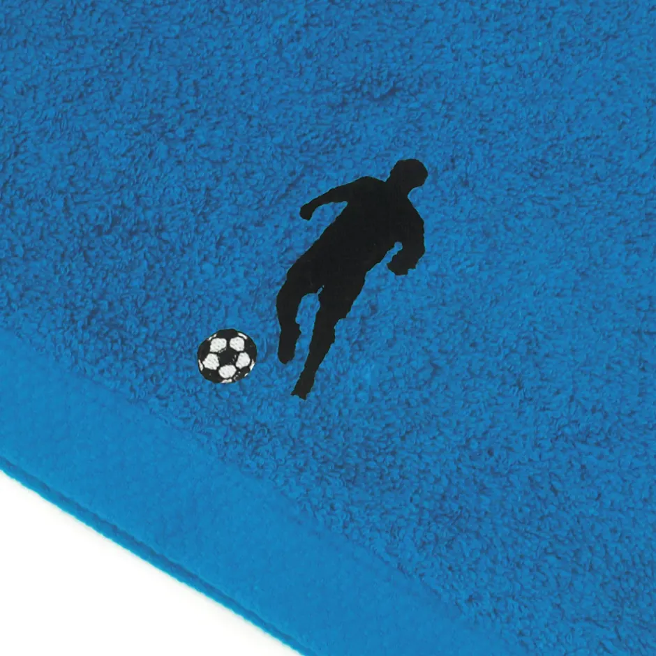 Linnea Drap de douche 70x140 cm coton 550g/m2 PURE FOOTBALL Bleu Turquoise