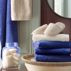 Linnea Drap de douche 70x140 cm coton peigné ALBA bleu moyen