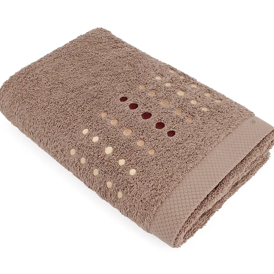 Linnea Drap de douche 70x140 cm coton 550g/m2 PURE POINTS Marron Taupe