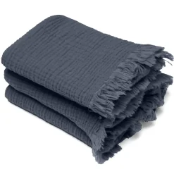 Linnea Drap de douche 70x130 cm et serviette 50x90 cm KEA mousseline de coton bleu lauze* Serviette De Bain