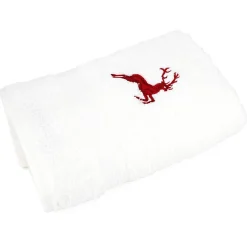 Linnea Drap de douche 70x130 cm HIRSH Blanc/Rouge 600g/m2* Serviette De Bain