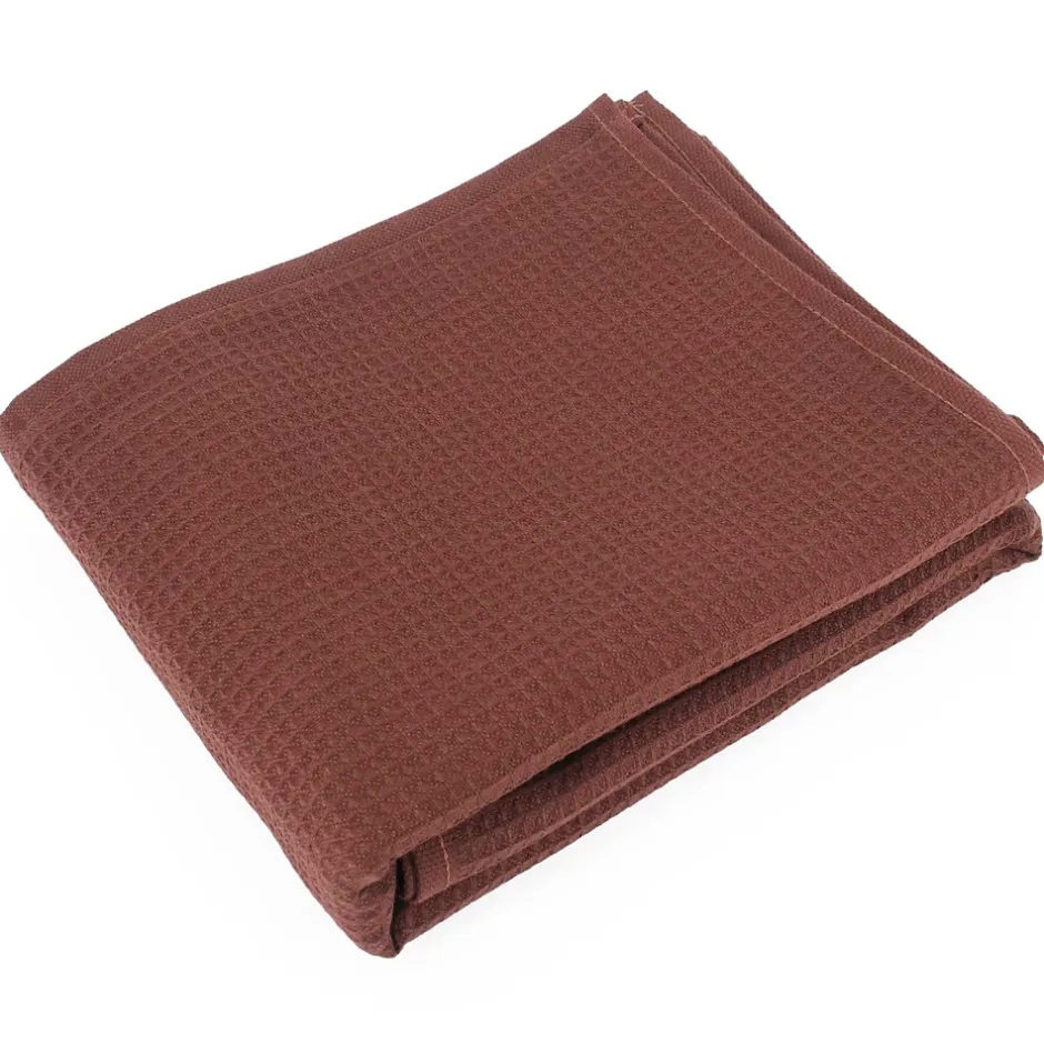 Linnea Drap de douche 70x140 cm nid d'abeille PURE WAFFLE 300 g/m² marron
