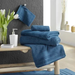 Douceur D'Intérieur Drap de Douche 70x130 cm Éponge Unie Tendresse Saphir 600g/m²