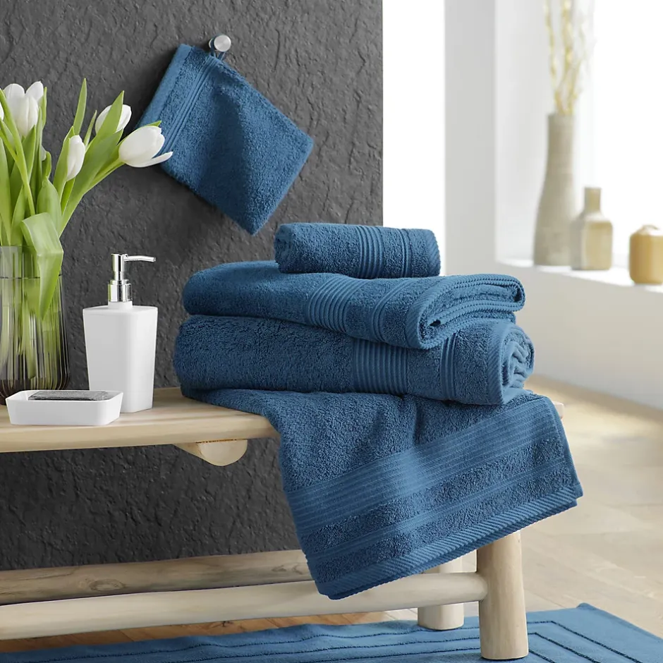 Douceur D'Intérieur Drap de Douche 70x130 cm Éponge Unie Tendresse Saphir 600g/m²