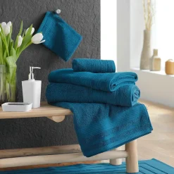 Douceur D'Intérieur Drap de Douche 70x130 cm Éponge Unie Tendresse Saphir 600g/m²