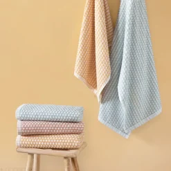 Linnea Drap de douche 70x140 cm pur coton motifs quadrillés collection GLOW marron* Serviette De Bain