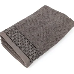 Linnea Drap de douche 70x140 cm pur coton collection OSAKA fleurs marron