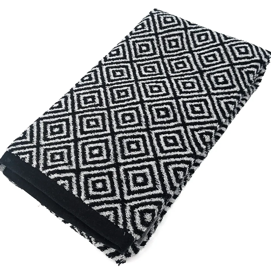Linnea Drap de douche 70x140 cm SYMETRIE coton Noir Losanges