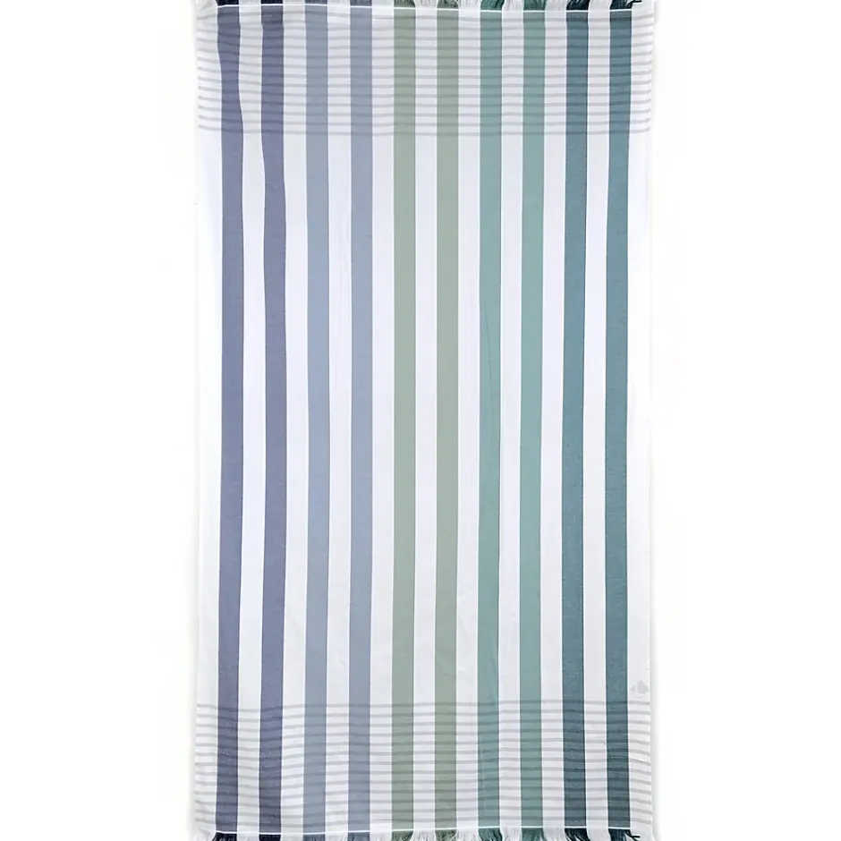 Linnea Drap de plage à rayures 100x180 cm pur coton collection BARBAGIA bleu