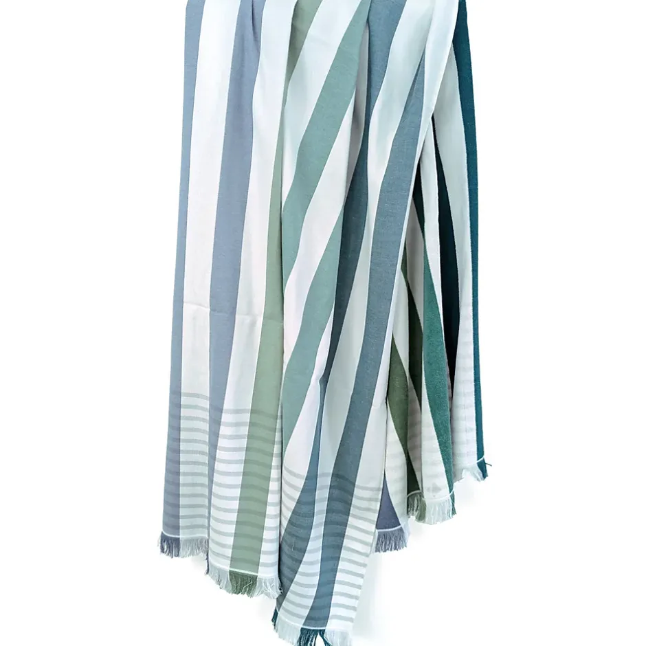Linnea Drap de plage à rayures 100x180 cm pur coton collection BARBAGIA bleu