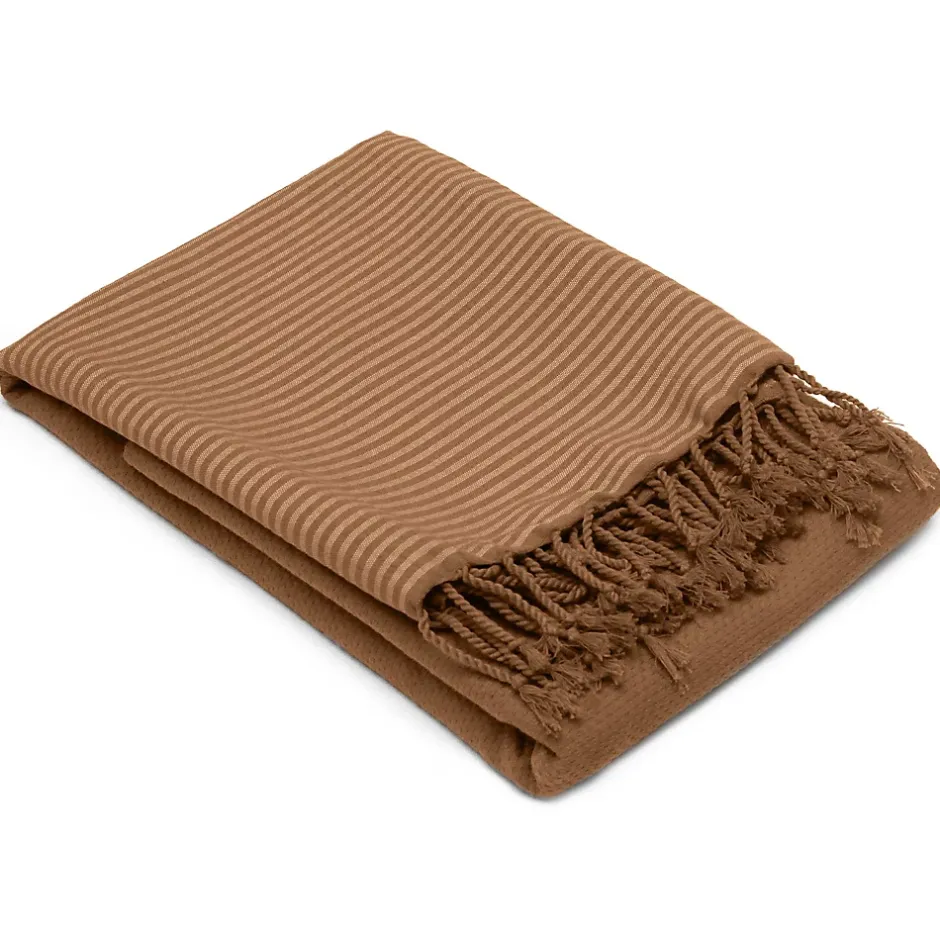Linnea Drap de plage NID D'ABEILLE 100x200 cm coton 230 g/m² marron Cognac* Serviette De Bain
