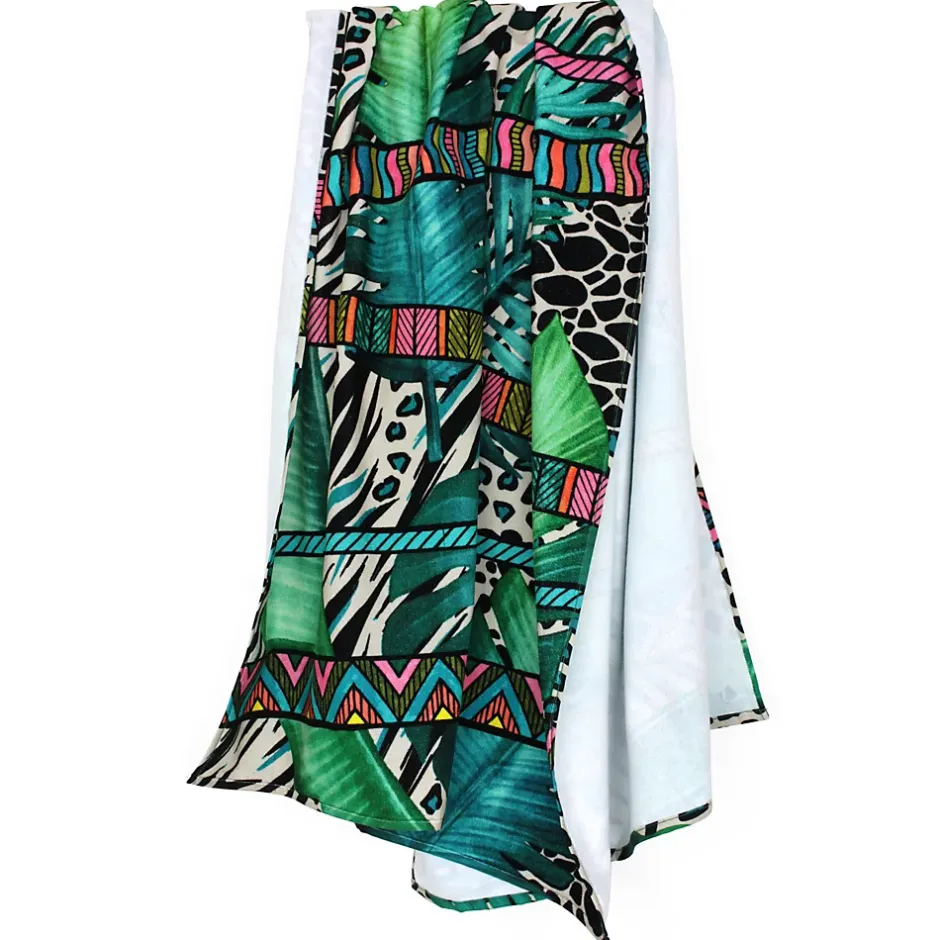 Linnea Drap de plage 100x180 cm JUNGLE Vert* Serviette De Bain