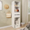 GoodHome Dressing blanc 2 tiroirs Atomia H. 187,5 x L. 50 x P. 45 cm* Rangement Buanderie