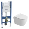 Ceramica Duofix Pack WC bâti-support 112 cm + WC suspendu sans bride Ceramia avec abattant SoftClose + plaque blanche (GEBCEPXWT01-FR)