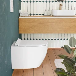 Ceramica Duofix Pack WC bâti-support 112 cm + WC suspendu sans bride Ceramia avec abattant SoftClose + plaque blanche (GEBCEPXWT01-FR)