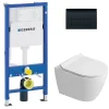 Geberit Duofix pack WC bâti-support UP100 + WC suspendu sans bride Ceramia avec abattant SoftClose + plaque noir (GEBCEPXWT09-FR)* Wc Suspendu