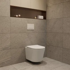 Geberit Duofix Pack WC bâti-support + WC suspendu sans bride avec abattant SoftClose Ceramia + plaque blanche (GEBCE14WT05-FR)