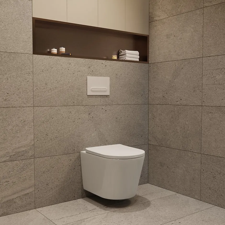 Geberit Duofix Pack WC bâti-support + WC suspendu sans bride avec abattant SoftClose Ceramia + plaque blanche (GEBCE14WT05-FR)