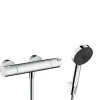 Hansgrohe Ecostat Set Mitigeur thermostatique douche + Douchette à main XXL 105mm 3 jets + Flexible de douche 125cm, support mural, Chrome