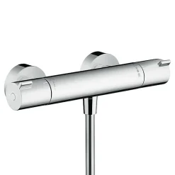 Hansgrohe Ecostat Set Mitigeur thermostatique douche + Douchette à main XXL 105mm 3 jets + Flexible de douche 125cm, support mural, Chrome
